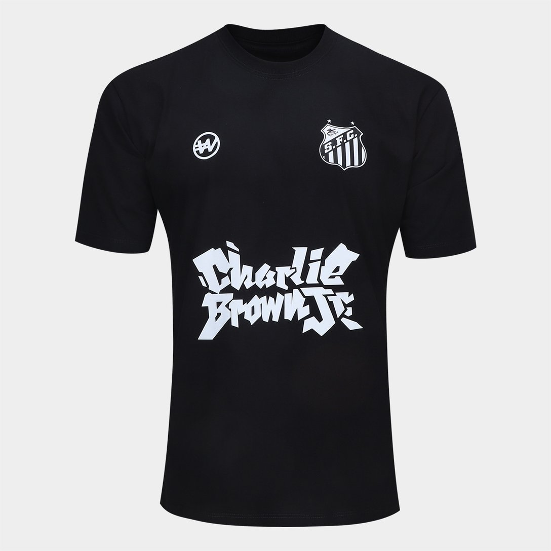 Camiseta Santos Joga Bola Masculina - Preto